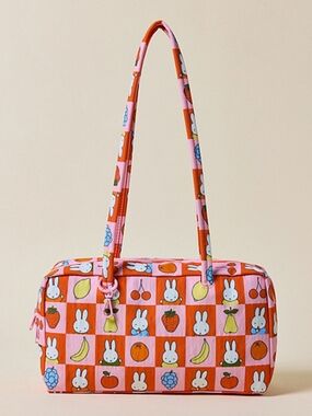 *NWT* BAGGU X MIFFY Orange & Pink Checkered Fruit Miffy Bowler Bag UO Exclusive
